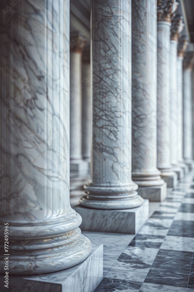Row of marble columns in a building, suitable for architectural projects