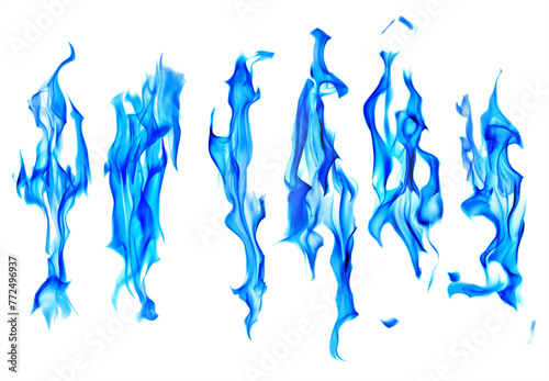 six bright sparks of blue flames on white © Alexander Potapov