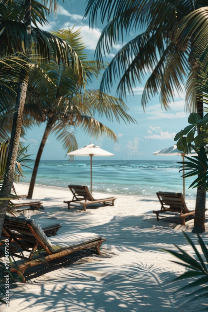Fototapeta premium Relaxing beach scene, perfect for travel brochures