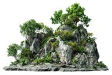 A group of rocks with trees on top. Suitable for nature or outdoor-themed designs