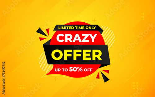 Crazy Offer Sale Background. Sale banner design template. Vector illustration. Market promotion banner and crazy discount announcement background vector illustration