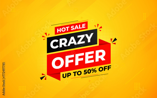 Crazy Offer Sale Background. Sale banner design template. Vector illustration. Market promotion banner and crazy discount announcement background vector illustration