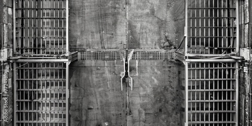 Black and white photo of a jail cell. Suitable for crime and justice themes