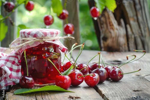 homemade jar of cherry marmelade - ai-generated