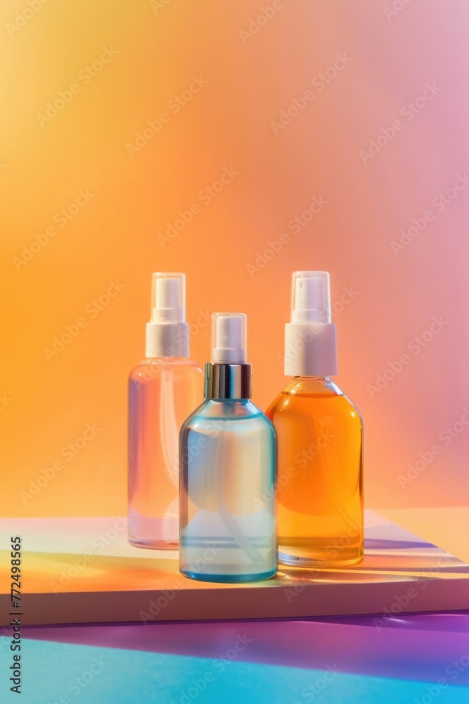 Two bottles placed on a table, suitable for various design projects