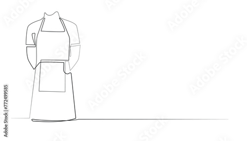 continuous line drawing of apron for cooking.one line vector of apron clothes.isolated white background