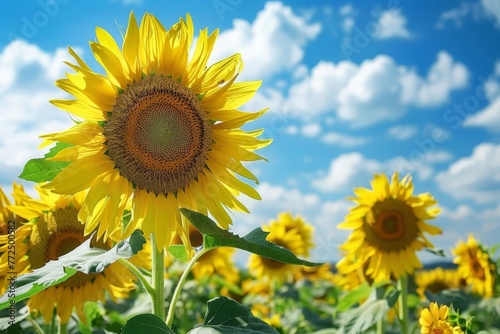 Field of Sunflowers Under Blue Sky