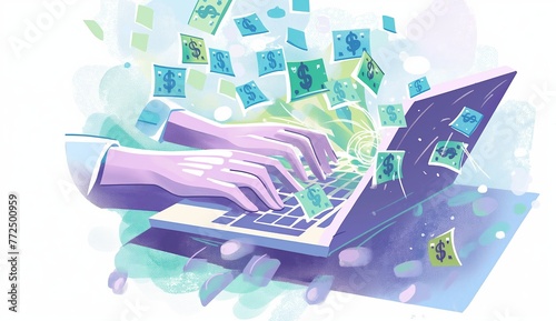 Making money online concept illustration 
