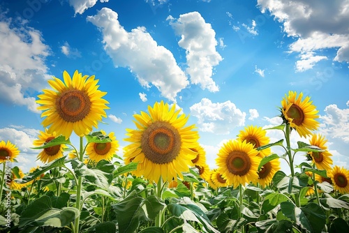 Field of Sunflowers Under Blue Sky