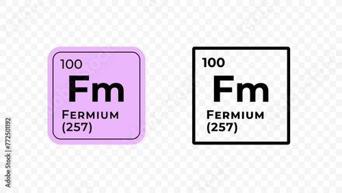 Fermium, chemical element of the periodic table vector design