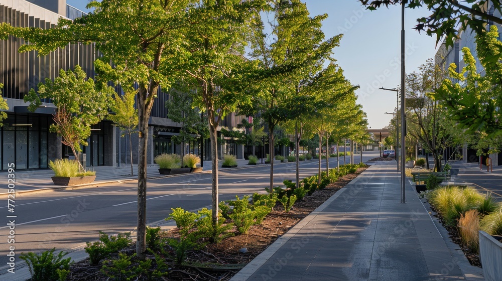 custom made wallpaper toronto digitalA city street lined with newly planted trees