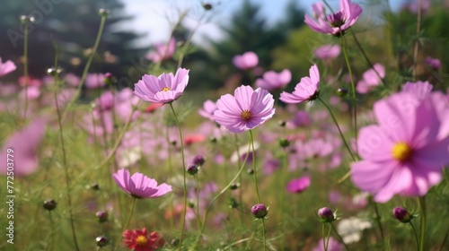 Beautiful cosmos flowers blooming in garden © Zie