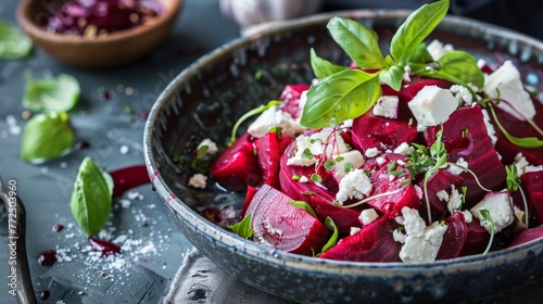 A vibrant beetroot and goat cheese salad