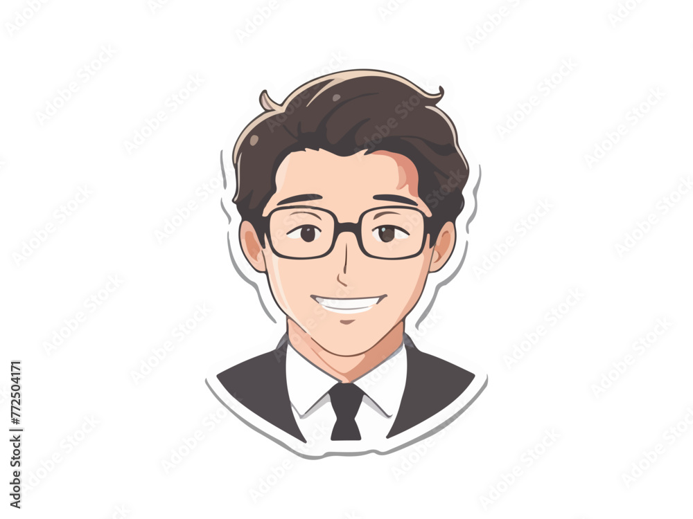 elegant young man in business suit. Cartoon illustration of a handsome successful businessman.