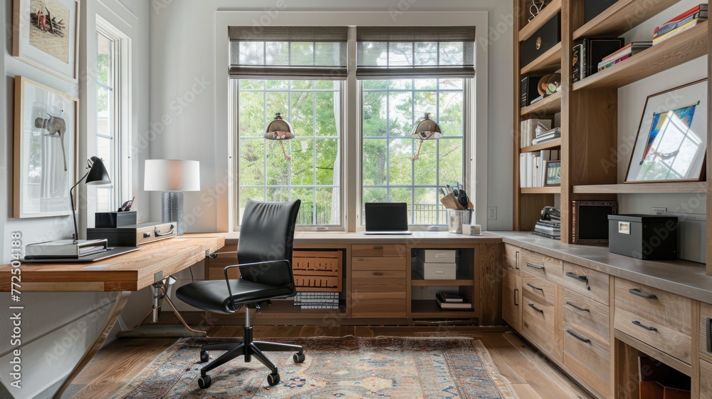 Fototapeta premium home office, infused with motivational decor that inspires creativity and productivity