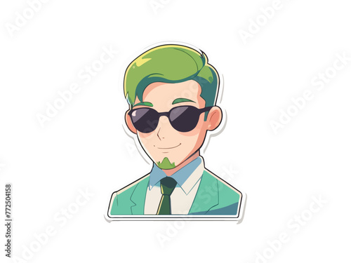 elegant young man in business suit. Cartoon illustration of a handsome successful businessman.