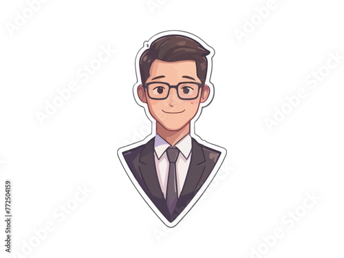 elegant young man in business suit. Cartoon illustration of a handsome successful businessman.