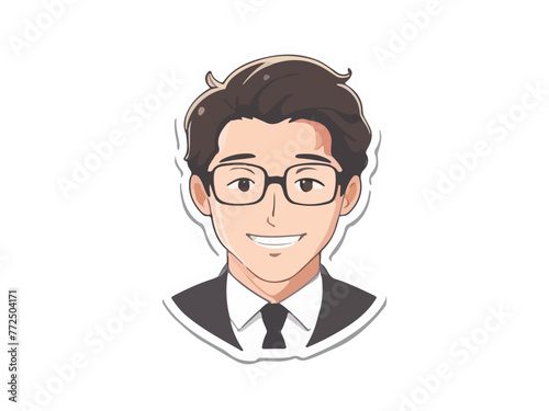 elegant young man in business suit. Cartoon illustration of a handsome successful businessman.