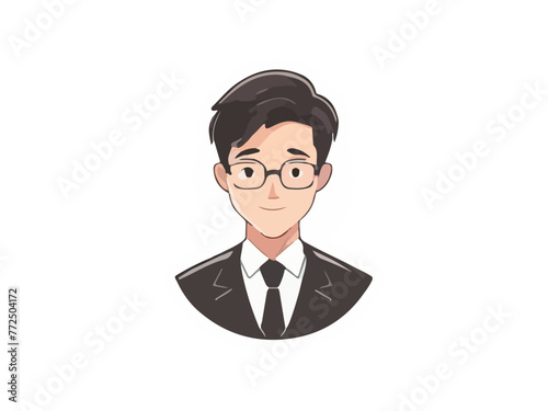elegant young man in business suit. Cartoon illustration of a handsome successful businessman.