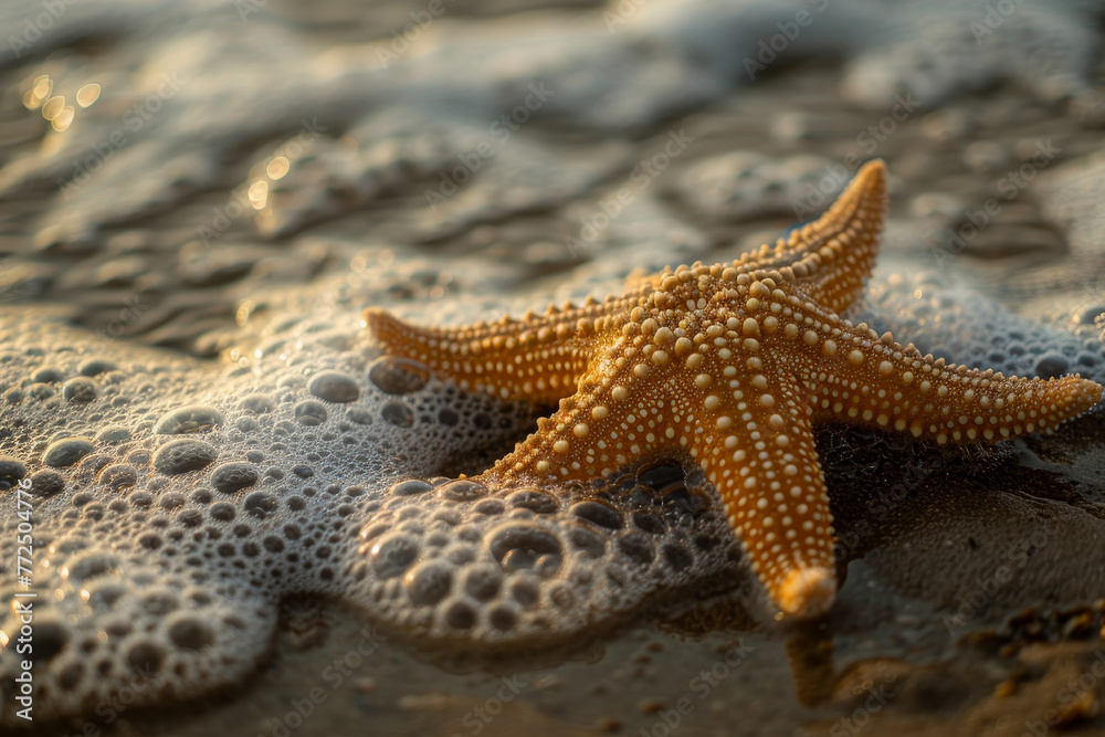 A starfish is laying on the ocean floor A starfish is laying on the ocean floor