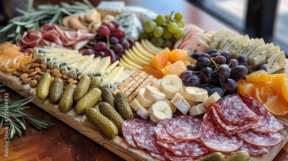 Artisanal cheese and charcuterie board with nuts and fruits Artisanal cheese and charcuterie board with nuts and fruits