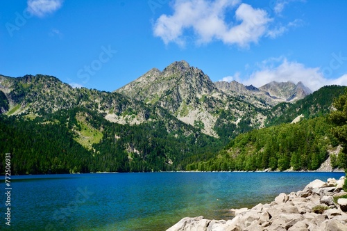 Beautiful Blue Lake and Mountains