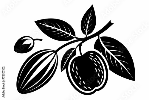 Almond berry silhouette black vector illustration 