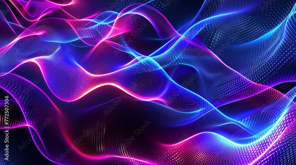 Futuristic Abstract Neon Wave Background with Glowing Pink and Blue Light Streaks 3D Flowing Lines and Digital Particle Effects Futuristic Abstract Neon Wave Background with Glowing Pink and Blue Light Streaks 3D Flowing Lines and Digital Particle Effects
