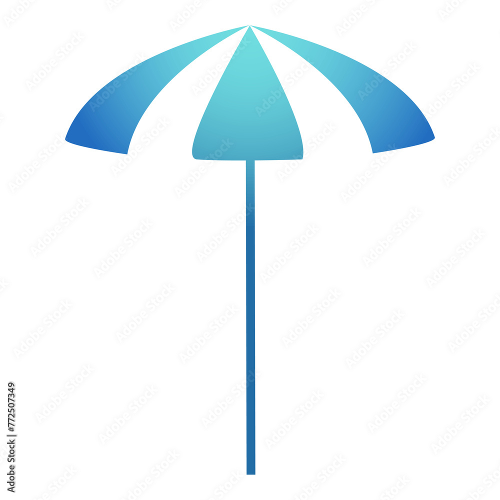 Sun umbrella with white blue stripes isolated design