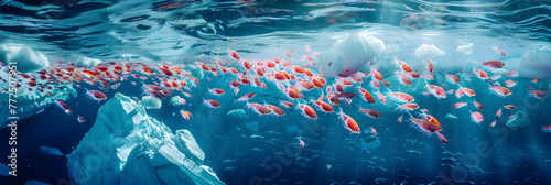 Impressive Swarm of Krill Mystically Dancing in the Icy Blue Depths of Antarctic Waters © Della