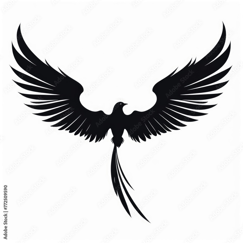Obraz premium black wings white background isolated