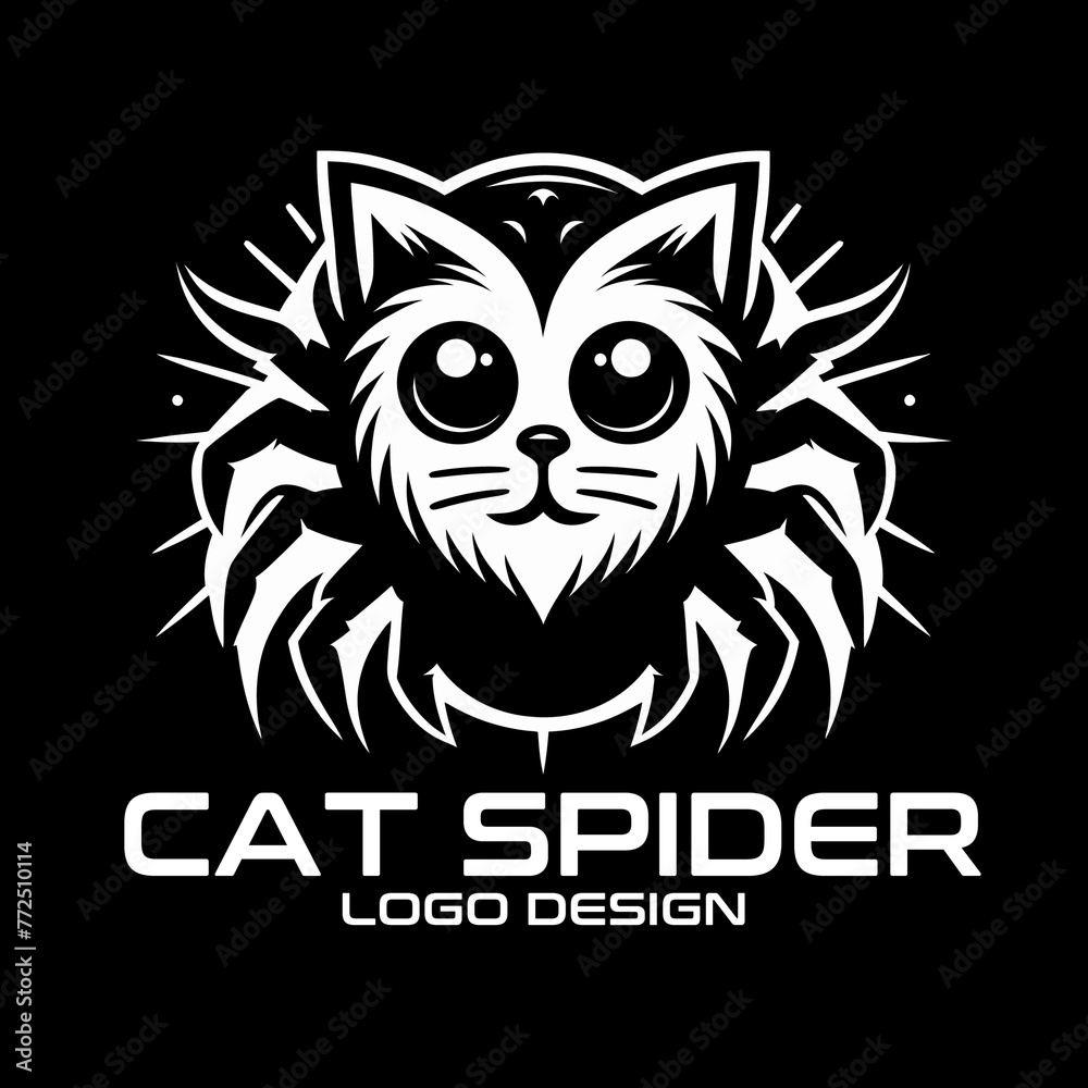 Cat Spider Vector Logo Design