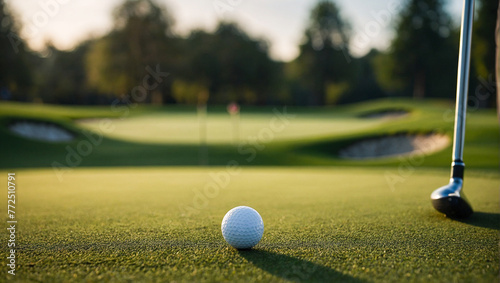 Closeup of Golf Ball on Golf Course 