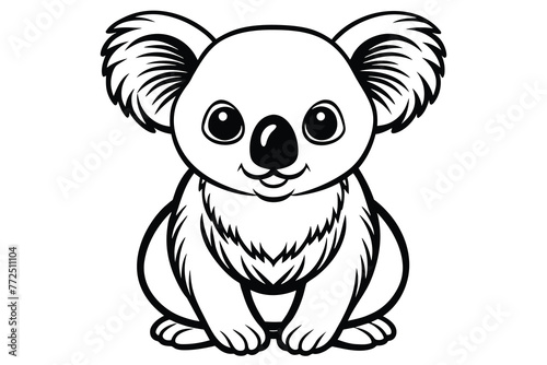 a cute koala line art vector illustration