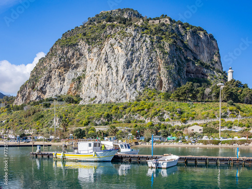 Sicily [Italy]-Cefalù harbor and Rocca di Cefalù photo