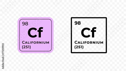 Californium, chemical element of the periodic table vector design