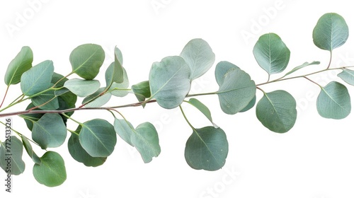 Eucalyptus On White Background - Isolated Tree Branch and Green Leaves Nature Closeup