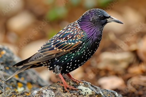 European Starling Close Up: Stunning Detail of Feathered Plumage, Beak and Wing Nature Photography for Wildlife Lovers