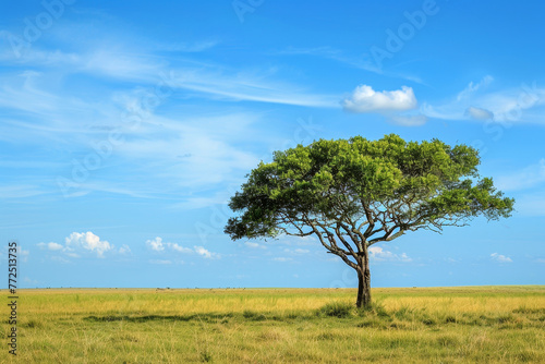 A lone tree stands in a field of tall grass