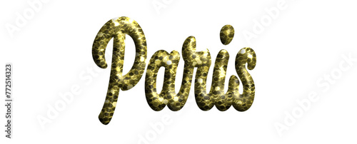 Paris - golden color glitter, fabric style - name - three-dimensional effect tubular writing - Vector graphics - Word for greetings, banners, card, prints, cricut, silhouette, sublimation	