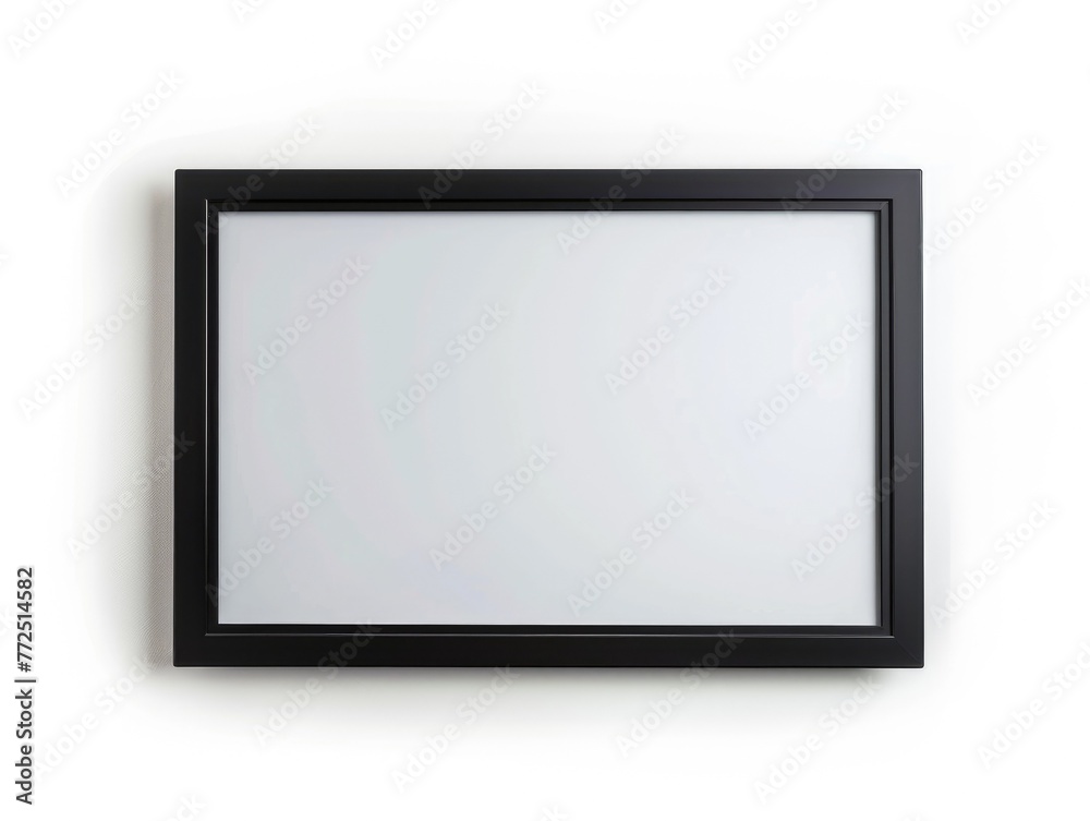 Modern Black Frame for Advertisement of Flat Screen TV on White Background. Blank LCD Television with Decorative Border for Photo, Poster, Card, or Presentation Modern Black Frame for Advertisement of Flat Screen TV on White Background. Blank LCD Television with Decorative Border for Photo, Poster, Card, or Presentation
