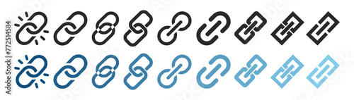 Link icon, attach link chain icon. Internet url icon symbol. Simple link icon designInternet URL or webpage url link icons set.