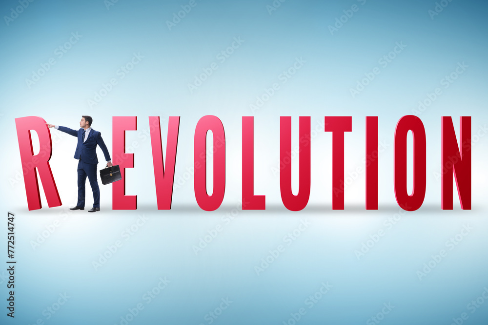 Evolution turning into revolution concept Evolution turning into revolution concept
