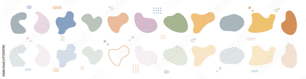 Blob shape organic, vector illustration set. Collection from abstract forms for design and paint. Random abstract liquid organic black irregular blotch shapes flat style design
