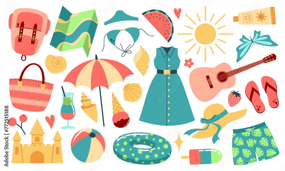 Photography Vector summer set isolated on white background