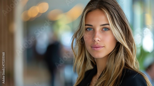 Beautiful Young Blond Woman With Blue Eyes photo