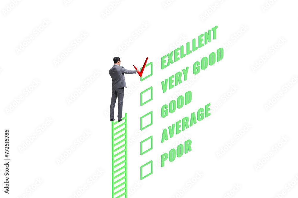Opinion assessment concept with various options Opinion assessment concept with various options