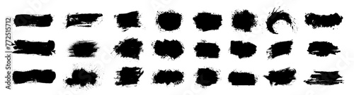 Set of black paint  ink brush strokes. Set of black paint  ink brush  brush. Dirty element design  box  frame or background for text