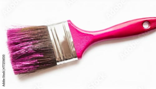 Pink paint brush isolated on white