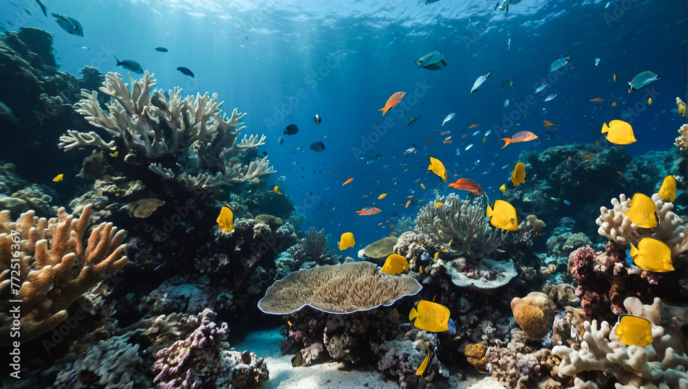 Naklejka premium Beautiful Underwater Coral Reef